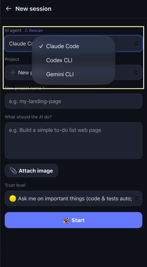 Choose an AI agent