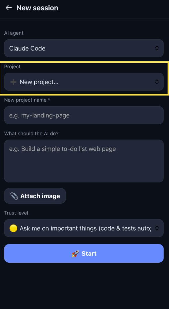 Choose a project
